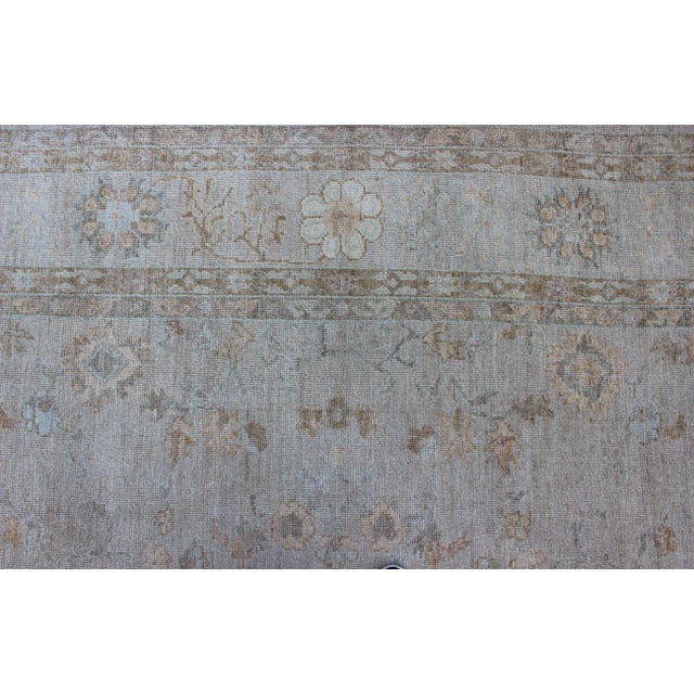 Large Turkish Angora Oushak Rug With All-Over Vining Floral Design in Neutral Colors For Sale - Image 11 of 13