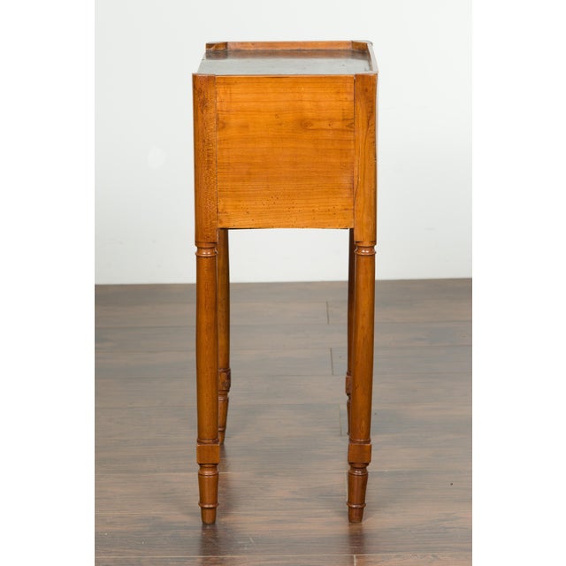 Petite French 19th Century Walnut Table with Open Shelf and Black Marble Top For Sale - Image 4 of 12