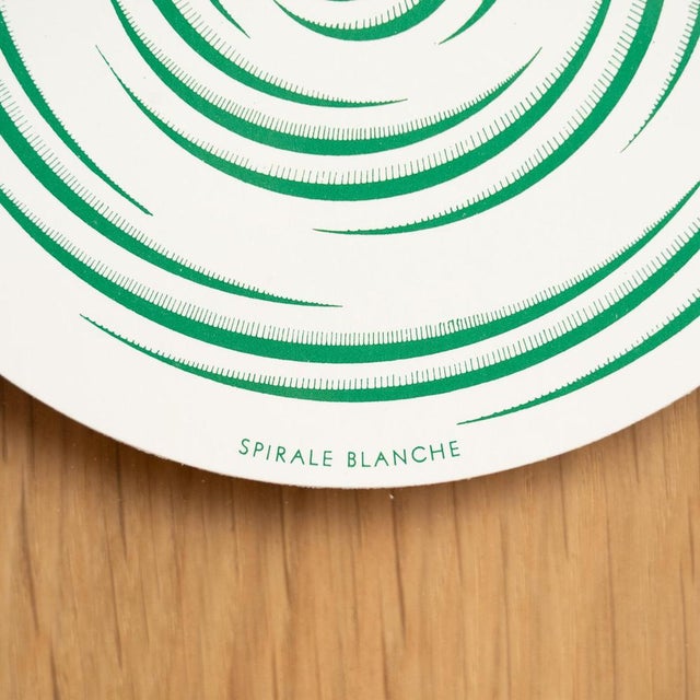 Wood Marcel Duchamp, Green White Spirale Blanche Rotorelief from Konig Series 133, 1987, Wood For Sale - Image 7 of 13