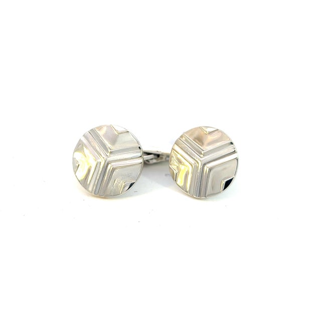 1990s Pair of Georg Jensen Estate Cufflinks Sterling Silver For Sale - Image 4 of 4