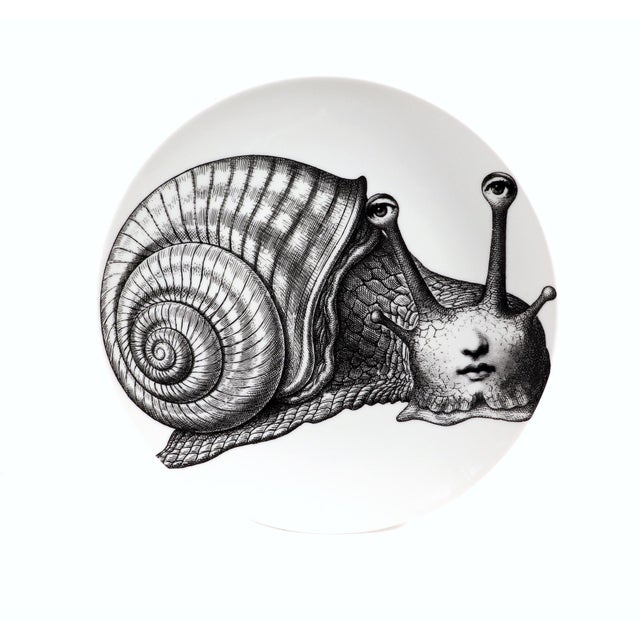 Mid-Century Modern Fornasetti Tema E Variazioni Porcelain Wall Plate No. 260, the Snail For Sale - Image 3 of 8
