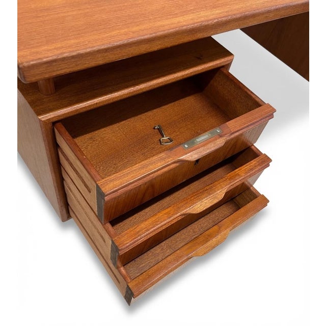 Danish Teak Executive Floating-Top Desk, 1960s For Sale - Image 12 of 17