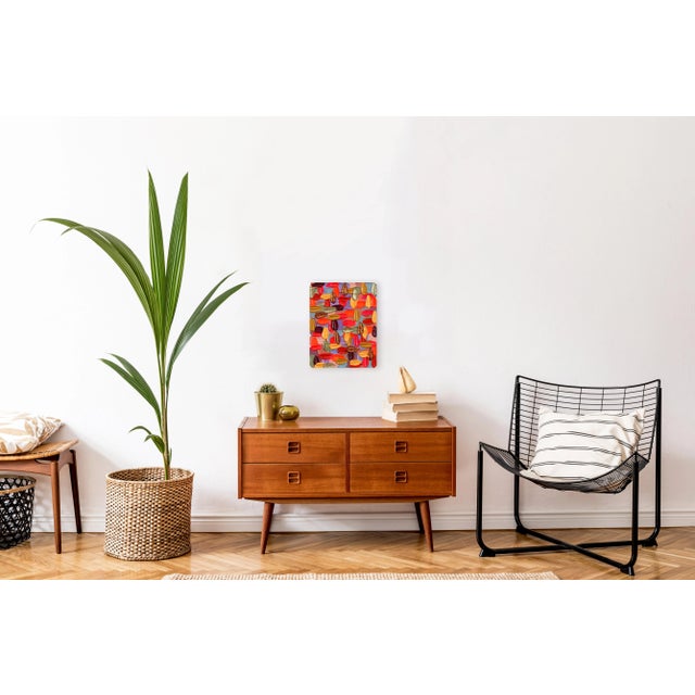 Textile Textured Playful Abstract Painting "Lipstick Pink" Original Artwork by Shiri Phillips For Sale - Image 7 of 11