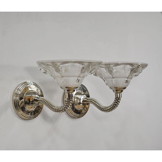 1930s Pair of French Art Deco Wall Sconces by Boris Lacroix 1930s France - Two Pair Available For Sale - Image 5 of 16