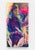 This artwork features a striking figure enveloped in vibrant hues of pink, blue, and gold, creating a dynamic interplay of...
