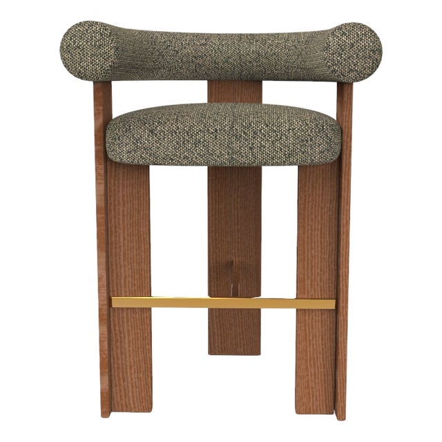 Collector Modern Cassette Bar Chair in Safire 01 Fabric and Smoked Oak by Alter Ego For Sale