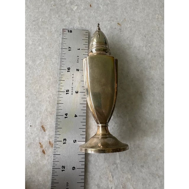 Antique Sterling Silver Salt and Pepper Shakers Featuring a Monogrammed For Sale - Image 4 of 4
