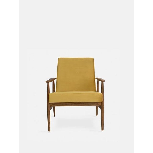 Fox Lounge Chair in Mustard Velvet and Dark Wood, 2023 For Sale - Image 3 of 3