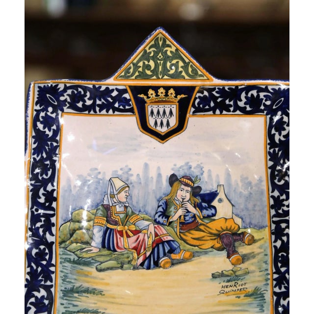 Ceramic Early 20th Century French Henriot Quimper Painted Faience Wall Platter For Sale - Image 7 of 12