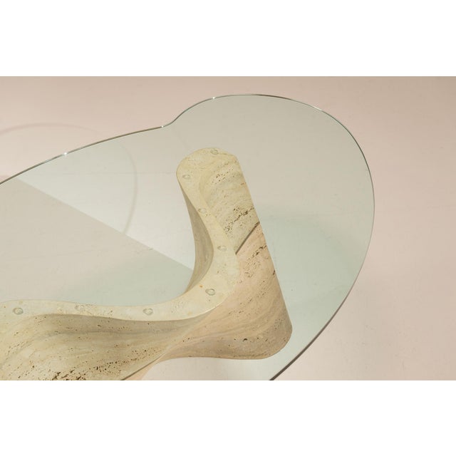 Vintage Sculptural Travertine Coffee Table with Glass Top, Italy, 1970s For Sale - Image 9 of 14