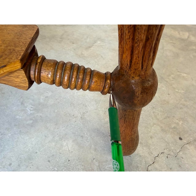 Wood Antique French Farmhouse Turned Oak Wood Accent Table With Lower Shelf/ Sold For Sale - Image 7 of 12