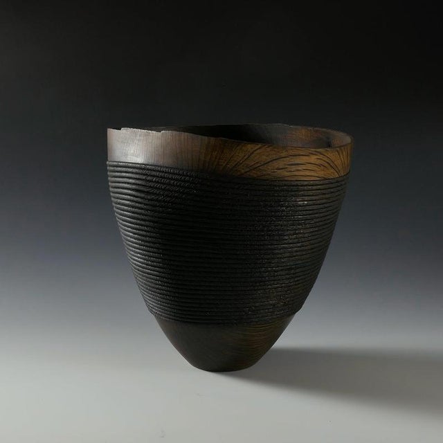 Rope Bowl in Evergreen Oak and Oxides Wood by Yann Marot For Sale - Image 4 of 10