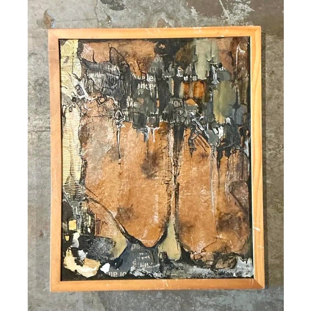 Vintage Boho Original Abstract Oil on Canvas For Sale - Image 9 of 12