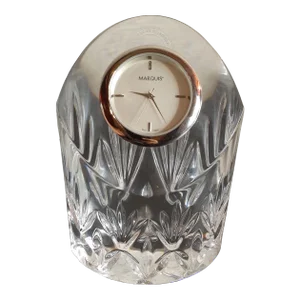 1980s Marquis Waterford Crystal Caprice Desk Paperweight Clock