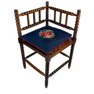Antique Dutch Corner Bobbin Knitting / Phone Chair For Sale