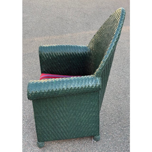 Vintage Green Wicker Style Chair For Sale - Image 4 of 13