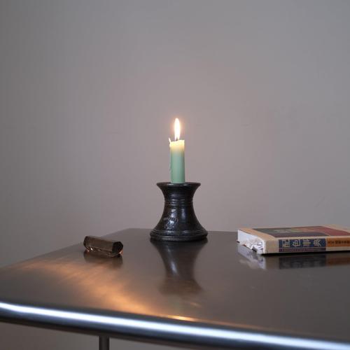 Black Minimalist Stoneware Candleholder from Höganäs, Sweden, 1950s For Sale - Image 8 of 9