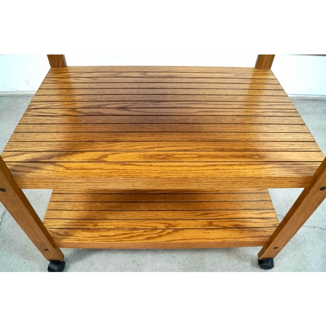 1970’s Mid-Century Modern Slat Oak Bar Cart Shelf For Sale - Image 12 of 12