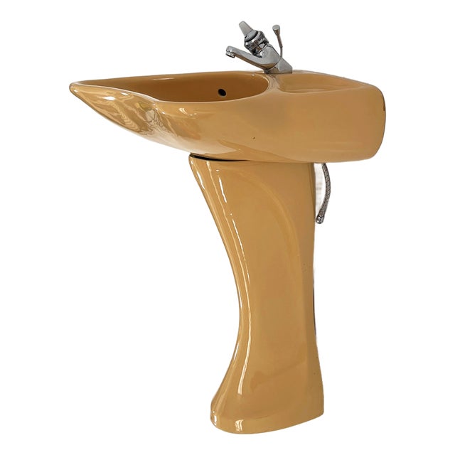 Mustard Standing Sink attributed to Luigi Colani for Villeroy & Boch, 1960s For Sale