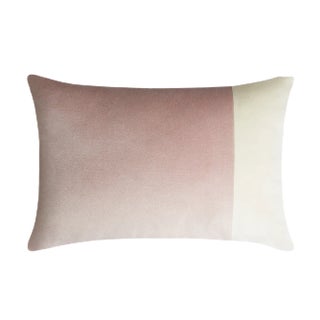 Pink and White Double Rectangle Velvet Pillow from Lo Decor For Sale
