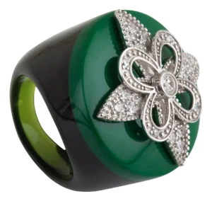 Miriam Salat "St Tropez" multi color translucent Resin & White Topaz Ring