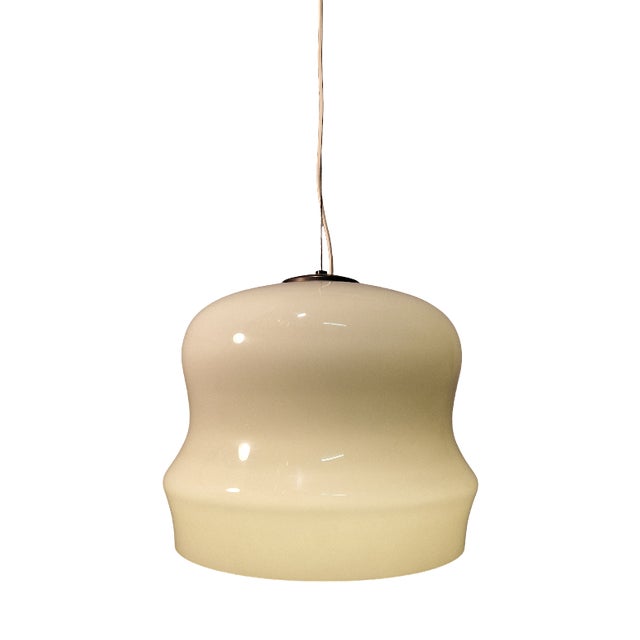 Model 2114 Pendant with Grey Opal Glass Lampshade by Gino Sarfatti for Arteluce, 1960s For Sale
