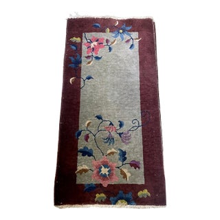 Antique Chinese Art Deco Rug 2.1' X 4.1' (64cm X 125cm) 1920s For Sale