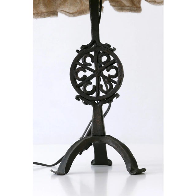 Mid-Century German Modern Wrought Iron Night Table Lamp, 1960s For Sale - Image 10 of 17