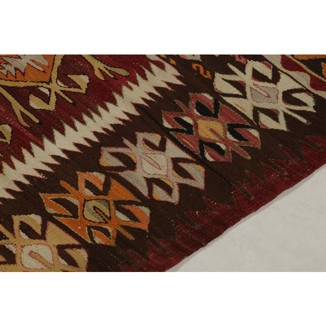Textile 1940s Vintage Konya Kilim in Red, Beige-Brown and Orange Tribal Pattern For Sale - Image 7 of 9