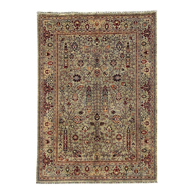 Gray and Rust Persian Sultanabad Style Floral Rug - 6'9" X 9'11" For Sale