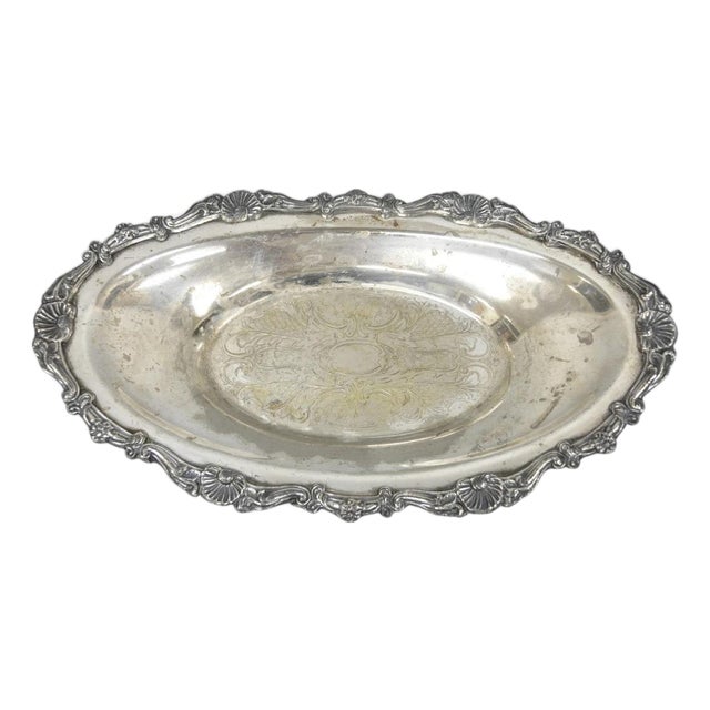 Vintage Victorian Style Silver Plated Oval 13.5" Trinket Serving Dish (A) For Sale