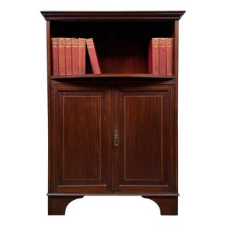 Antique English Edwardian Mahogany Bookcase For Sale