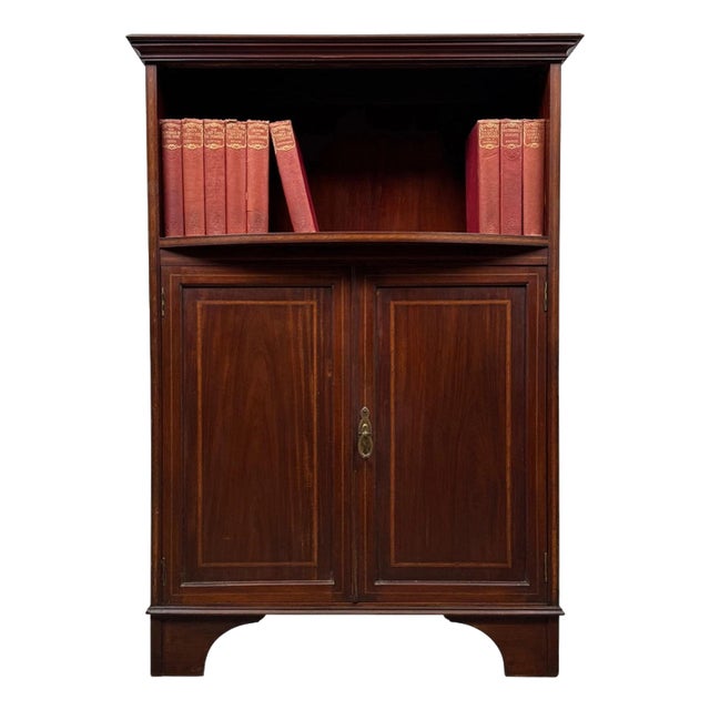 Antique English Edwardian Mahogany Bookcase For Sale