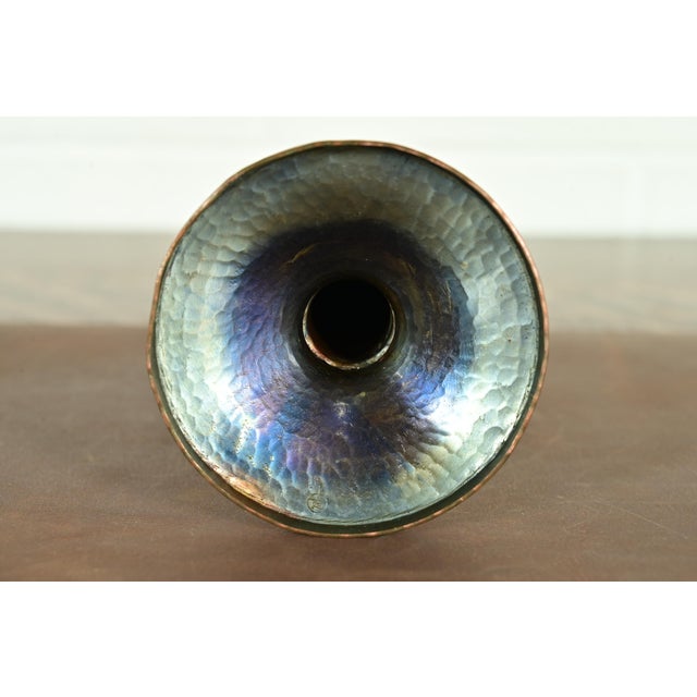 Roycroft Arts & Crafts Brass Finished Hammered Copper Candlestick For Sale - Image 10 of 14