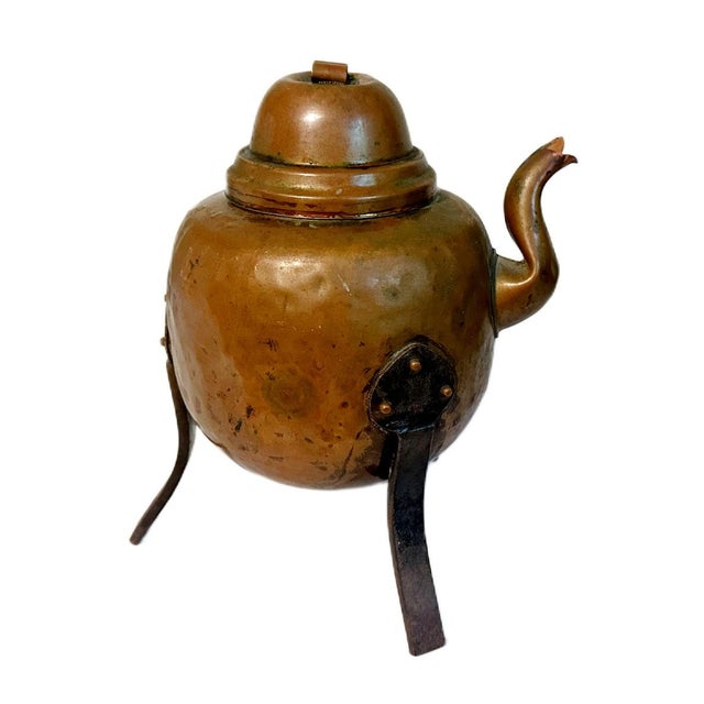 Antique Hand Hammered Dovetail Copper & Wrought Iron Swedish Tea Kettle Coffee Pot This is an antique 19th century...