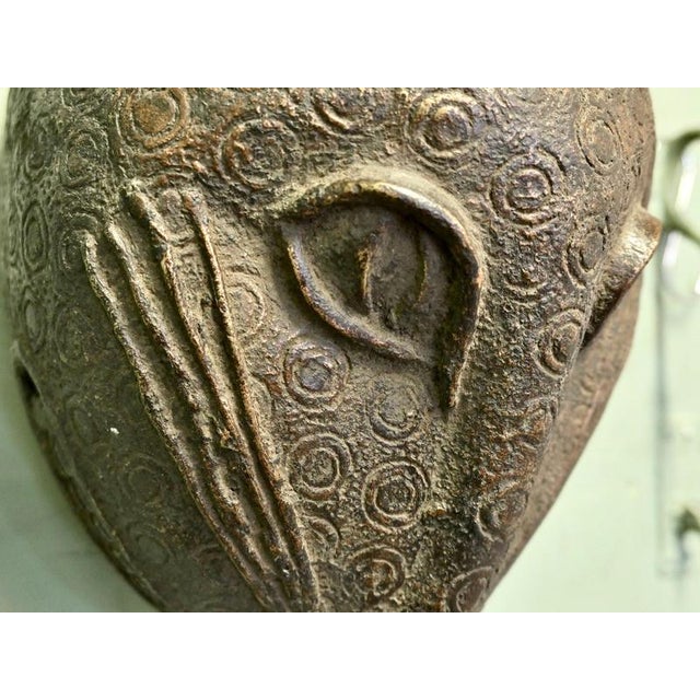 Brown Large African Benin Bronze Leopard's Head, 1950 For Sale - Image 8 of 9