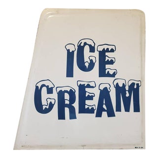 Vintage American Enameled Metal Ice Cream Truck Sign For Sale