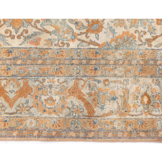 Beige Authentic Persian Kirman Handmade Wool Rug For Sale - Image 8 of 10