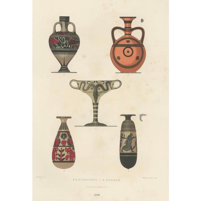 Albert Genick, Greek Bottles & Drinking Cup Color Lithograph, 1883, Lithograph For Sale - Image 3 of 10