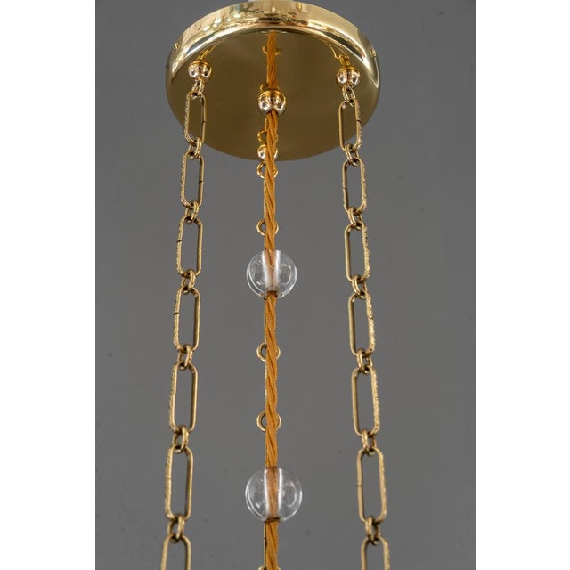 Art Deco Chandeliers with Glass Sticks, Vienna, 1920s, Set of 2 For Sale - Image 3 of 18