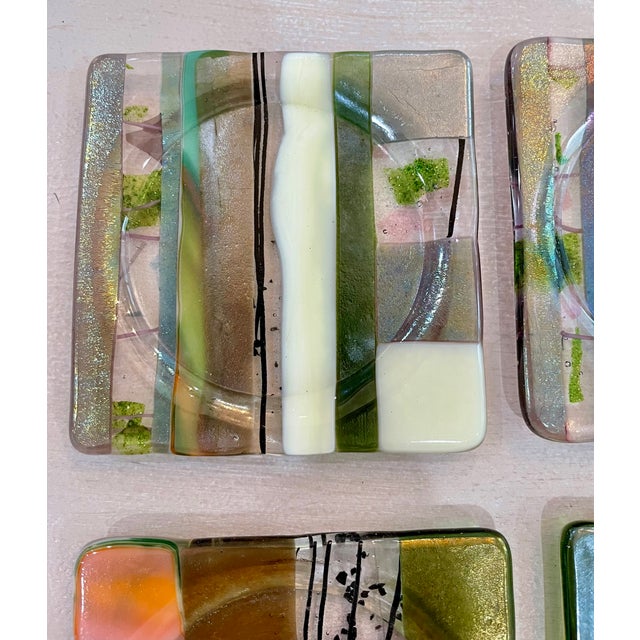 Transparent Mid 20th Century Decorative Art Glass Coasters- Set of 4 For Sale - Image 8 of 11
