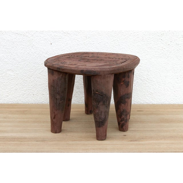 Wood Nupe Stool W/ Black Dots For Sale In Los Angeles - Image 6 of 8