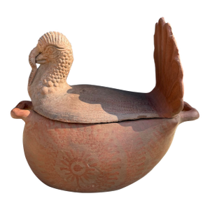 Large Vintage Terra Cotta Turkey Shaped Centerpiece