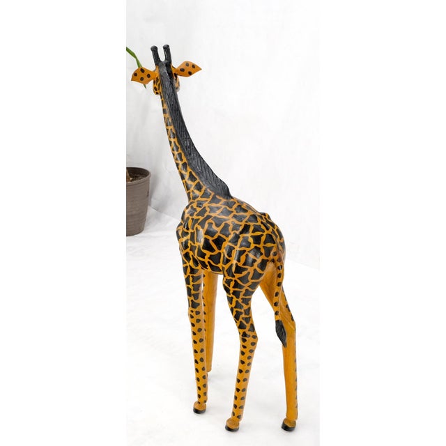 Orange Large Tooled Leather Sculpture of a Giraffe For Sale - Image 8 of 16