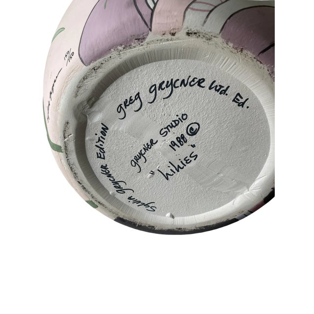 Pink 1980s Art Pottery "LiLies" Geisha Vase Signed Sylvia Grycner For Sale - Image 8 of 10