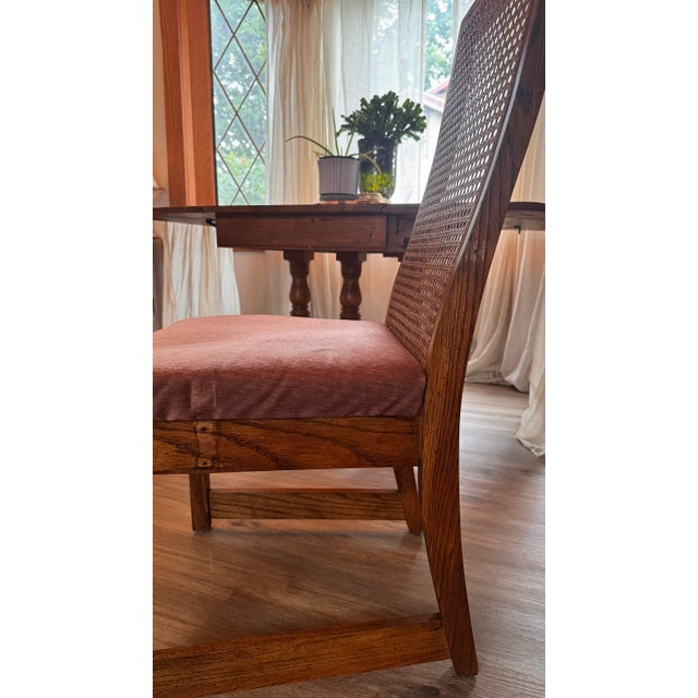 1970's Bernhardt Mid-Century Modern Oak & Cane High Back Dining Chairs - Set of 6 For Sale - Image 11 of 12