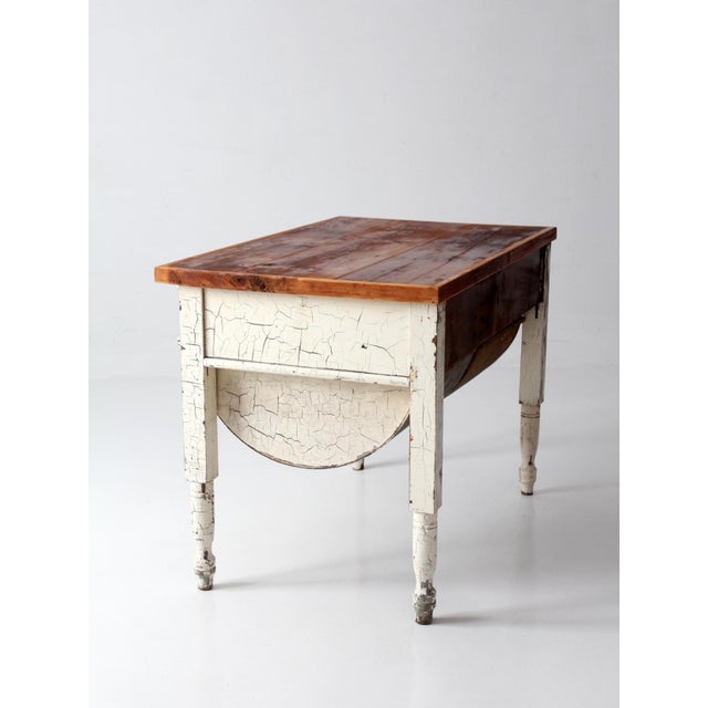 Cream Antique Baker's Table For Sale - Image 8 of 18