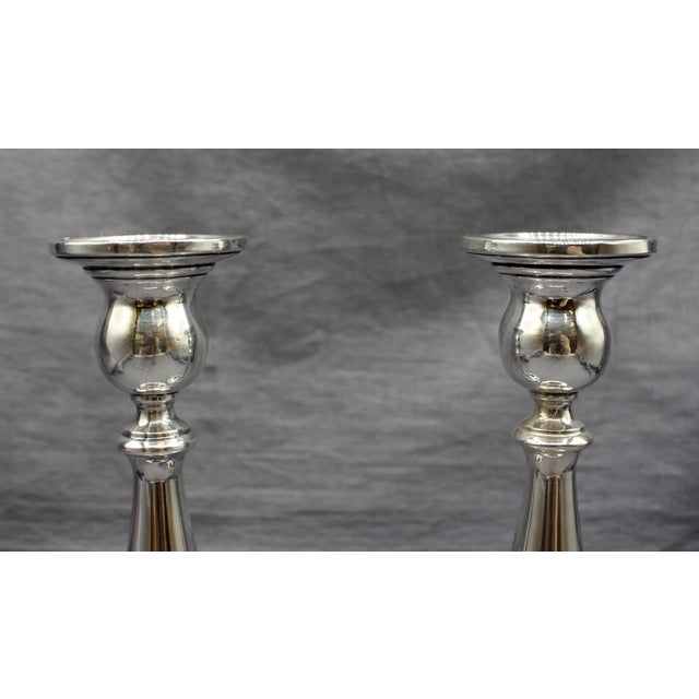 Pair of 7.5" Sterling Silver Weighted Prelude Candlesticks by International For Sale - Image 4 of 7