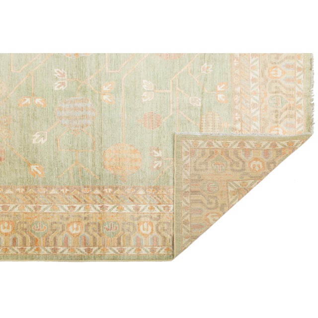 12x15 Serene Sage Green Modern Khotan Style Handmade Wool Area Rug For Sale - Image 10 of 12