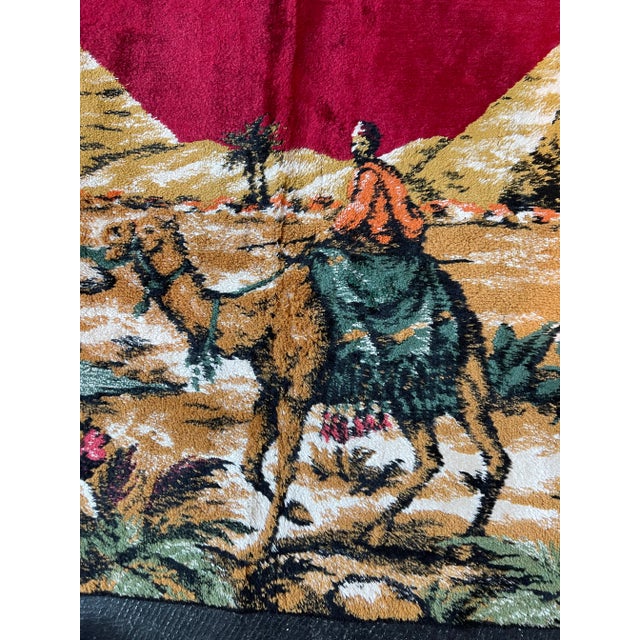Moorish Egyptian Silk Cotton Woven Antique Wall Tapestry. Made in the Early 20th Century.